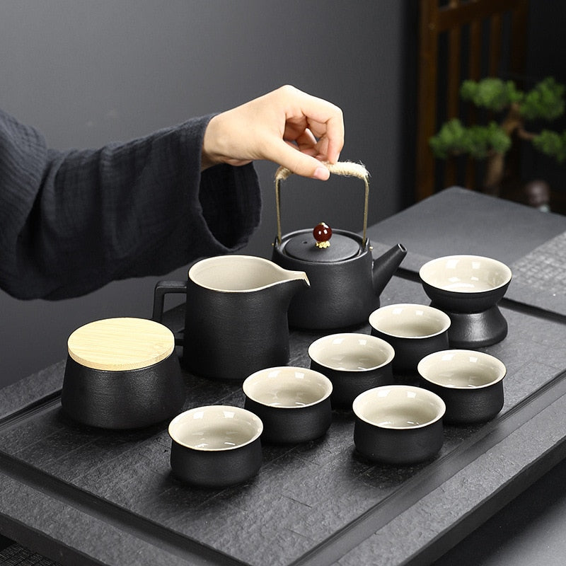 10/11pcs Portable Travel Tea Set Ceramic Teapot Cup Japanese Kung Fu Teaset Puer Kettle Gaiwan Tea Ceremony Teaware Teacup acacuss