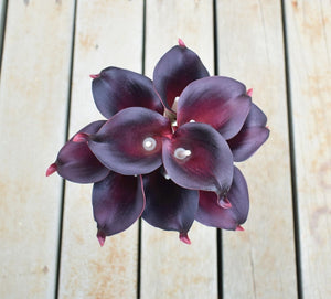 10 Navy Blue Calla Lilies PU Real Touch Flowers Wedding decoration Bouquets Centerpieces Fake artificial flowers Home Decoration acacuss