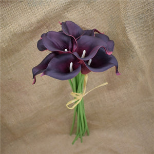 10 Navy Blue Calla Lilies PU Real Touch Flowers Wedding decoration Bouquets Centerpieces Fake artificial flowers Home Decoration acacuss