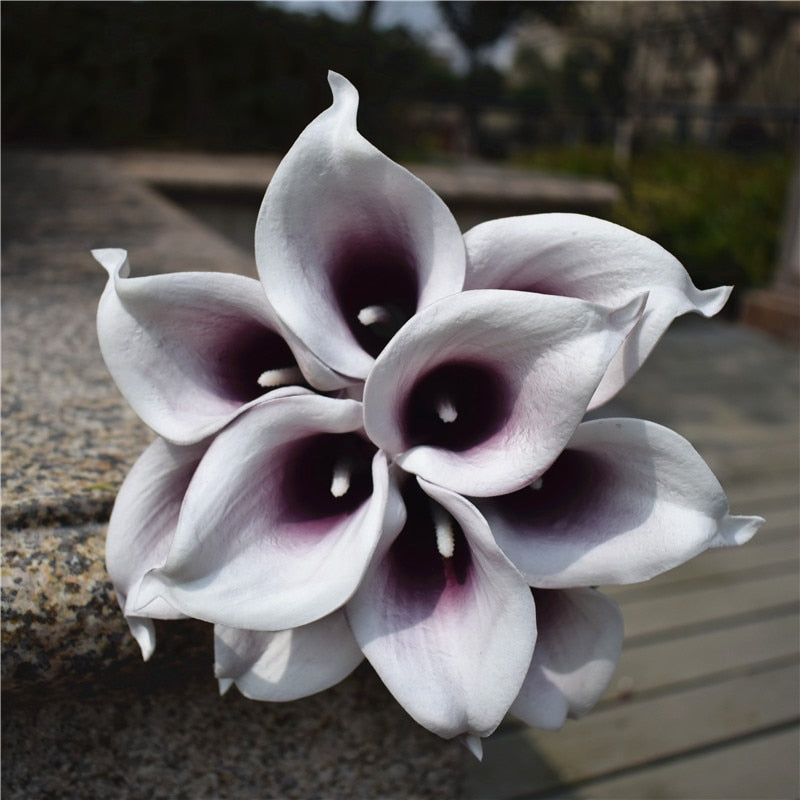 10 Navy Blue Calla Lilies PU Real Touch Flowers Wedding decoration Bouquets Centerpieces Fake artificial flowers Home Decoration acacuss