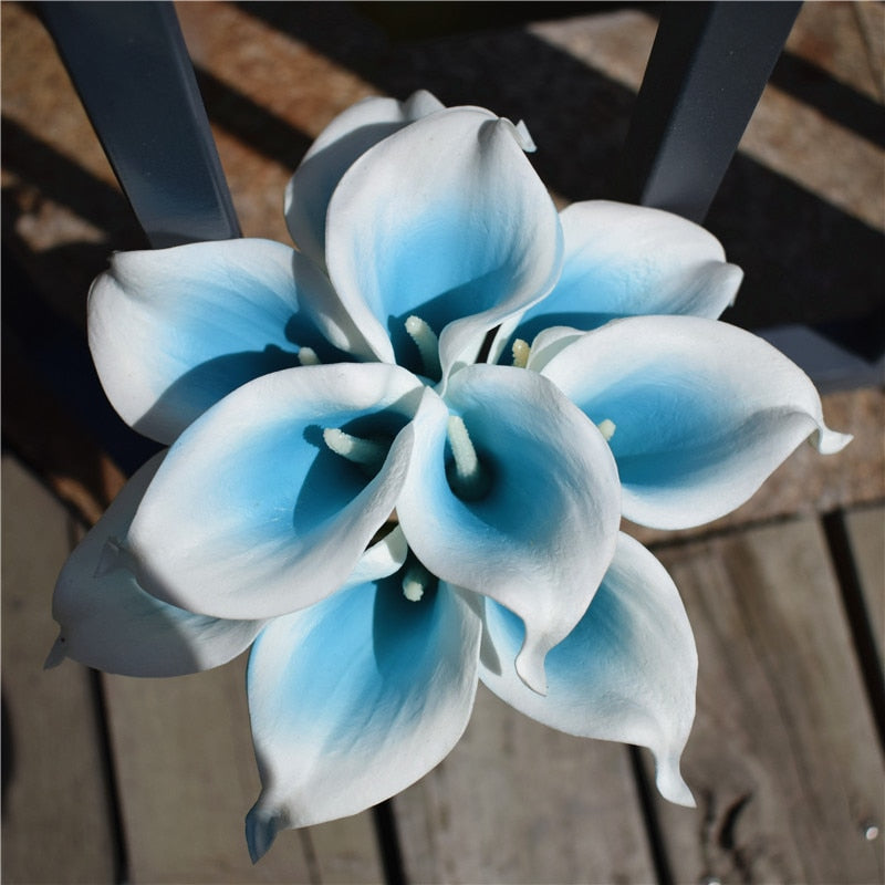 10 Navy Blue Calla Lilies PU Real Touch Flowers Wedding decoration Bouquets Centerpieces Fake artificial flowers Home Decoration acacuss
