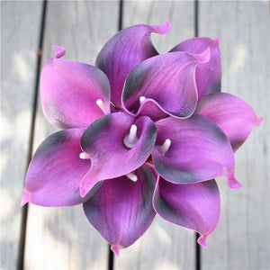 10 Navy Blue Calla Lilies PU Real Touch Flowers Wedding decoration Bouquets Centerpieces Fake artificial flowers Home Decoration acacuss