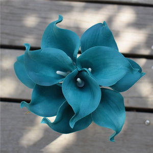 10 Navy Blue Calla Lilies PU Real Touch Flowers Wedding decoration Bouquets Centerpieces Fake artificial flowers Home Decoration acacuss