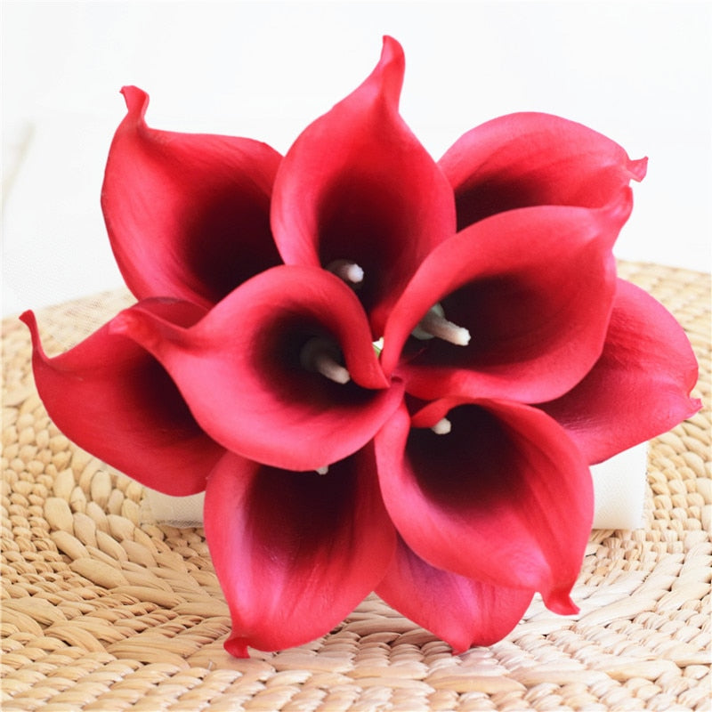 10 Navy Blue Calla Lilies PU Real Touch Flowers Wedding decoration Bouquets Centerpieces Fake artificial flowers Home Decoration acacuss