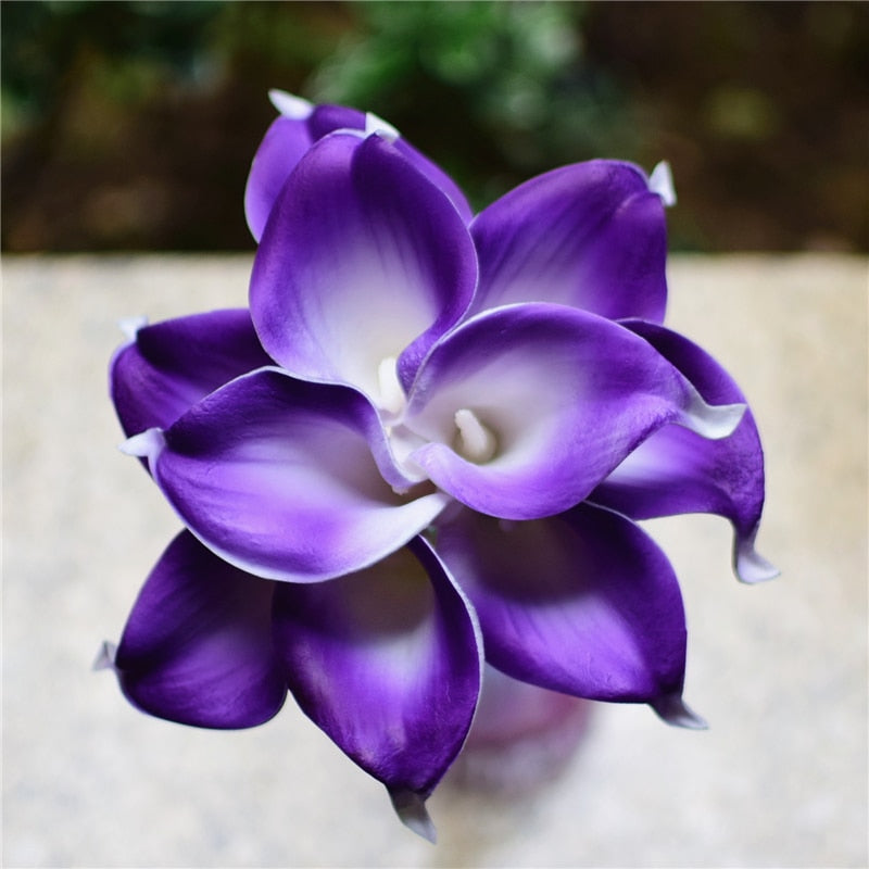 10 Navy Blue Calla Lilies PU Real Touch Flowers Wedding decoration Bouquets Centerpieces Fake artificial flowers Home Decoration acacuss