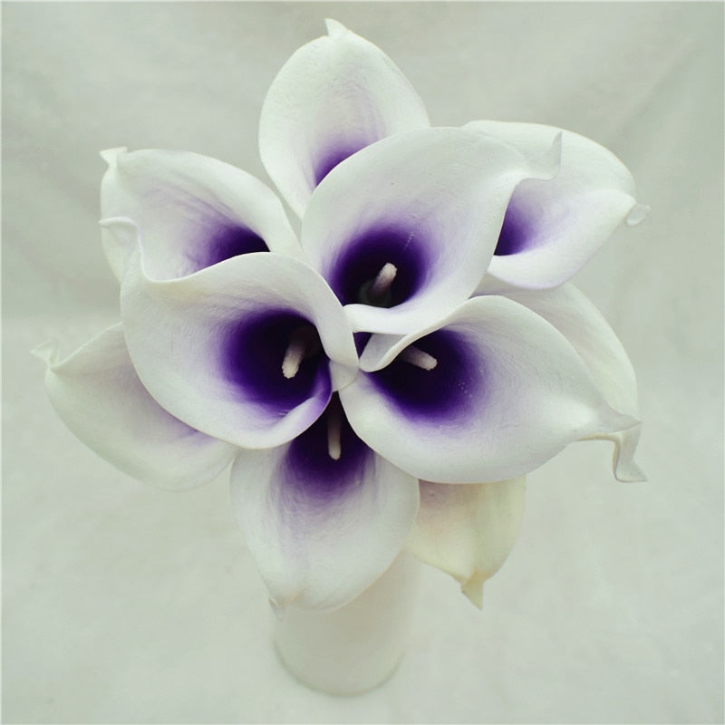 10 Navy Blue Calla Lilies PU Real Touch Flowers Wedding decoration Bouquets Centerpieces Fake artificial flowers Home Decoration acacuss