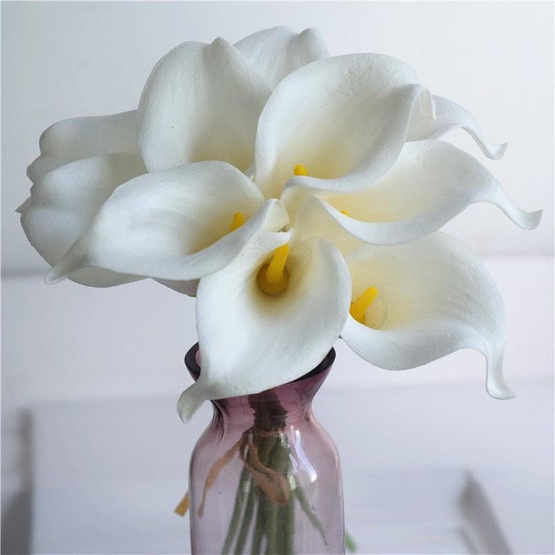 10 Navy Blue Calla Lilies PU Real Touch Flowers Wedding decoration Bouquets Centerpieces Fake artificial flowers Home Decoration acacuss
