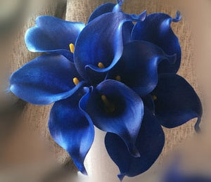 10 Navy Blue Calla Lilies PU Real Touch Flowers Wedding decoration Bouquets Centerpieces Fake artificial flowers Home Decoration acacuss