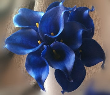 10 Navy Blue Calla Lilies PU Real Touch Flowers Wedding decoration Bouquets Centerpieces Fake artificial flowers Home Decoration acacuss
