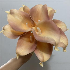 10 Navy Blue Calla Lilies PU Real Touch Flowers Wedding decoration Bouquets Centerpieces Fake artificial flowers Home Decoration acacuss