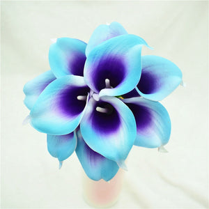 10 Navy Blue Calla Lilies PU Real Touch Flowers Wedding decoration Bouquets Centerpieces Fake artificial flowers Home Decoration acacuss