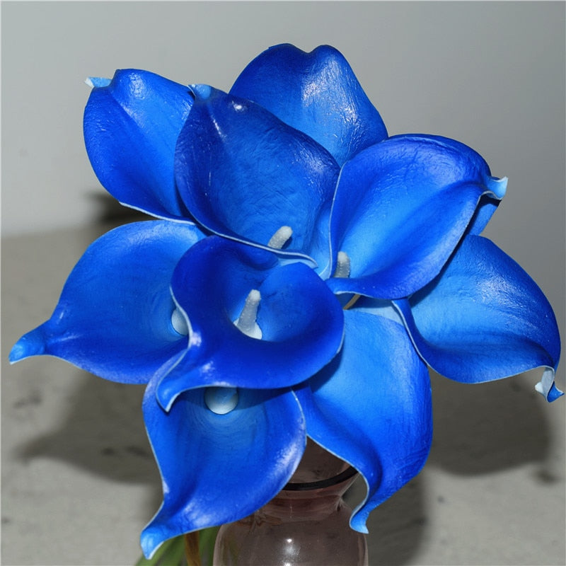 10 Navy Blue Calla Lilies PU Real Touch Flowers Wedding decoration Bouquets Centerpieces Fake artificial flowers Home Decoration acacuss