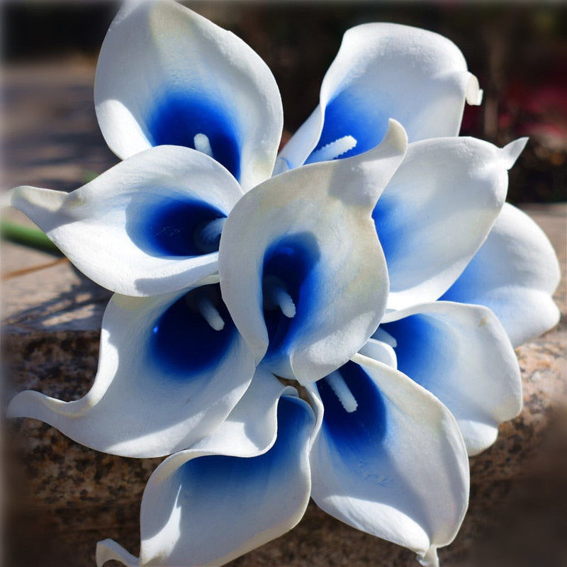10 Navy Blue Calla Lilies PU Real Touch Flowers Wedding decoration Bouquets Centerpieces Fake artificial flowers Home Decoration acacuss