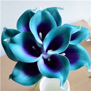 10 Navy Blue Calla Lilies PU Real Touch Flowers Wedding decoration Bouquets Centerpieces Fake artificial flowers Home Decoration acacuss