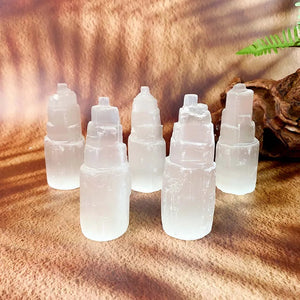 10CM Natural Selenite Skyscraper Crystal Tower Energy Quartz Reiki Stones White Gypsum For Cleansing Healing Meditation Witch acacuss