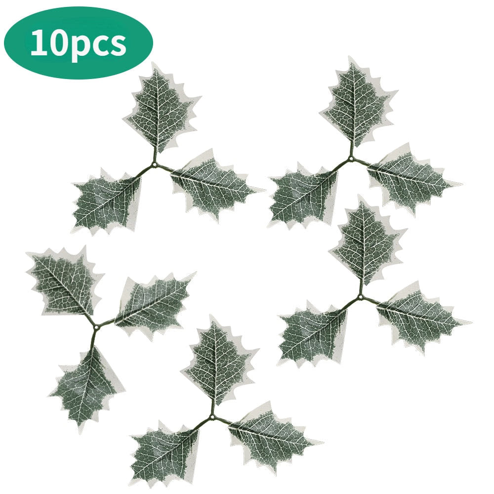 10Pcs Mini Simulation Christmas Pine Picks Stems Artificial Pine Needle Berry Plant for Xmas Party Home Decor Hanging Pendant acacuss