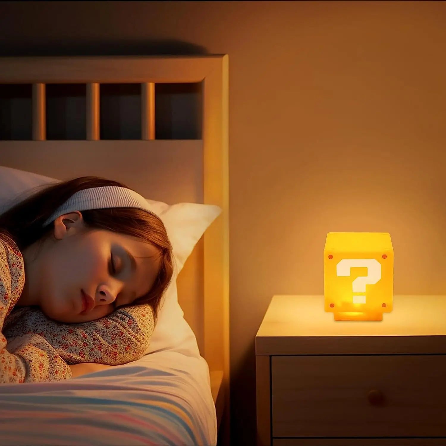 10cm Super Mario Bros Figure LED Question Mark Brick Night Light USB Charging Anime Desk Lamp Statue Decorative Light Kids Gifts acacuss