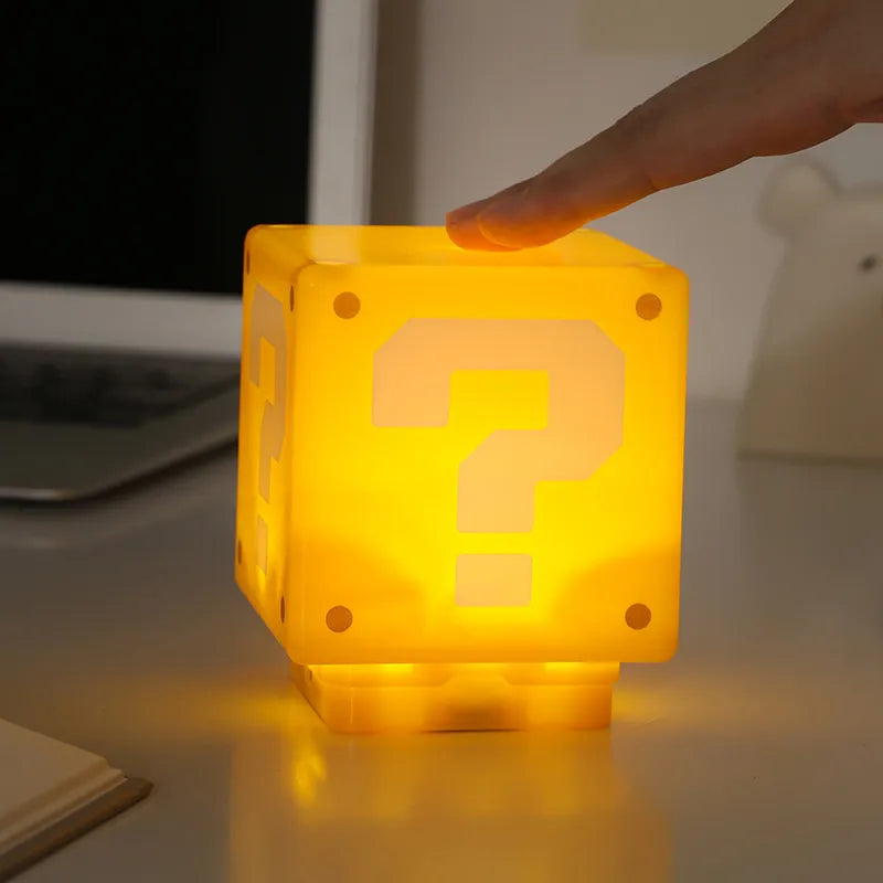 10cm Super Mario Bros Figure LED Question Mark Brick Night Light USB Charging Anime Desk Lamp Statue Decorative Light Kids Gifts acacuss