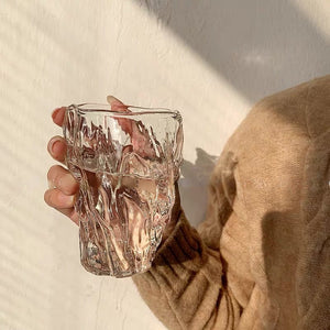 10oz Glass Water Cup Twist Fold Cup Household Fruit Juice Tea Cup Lovely Beer Cup Ins Style Korean Milk Cup Coffee Mug acacuss