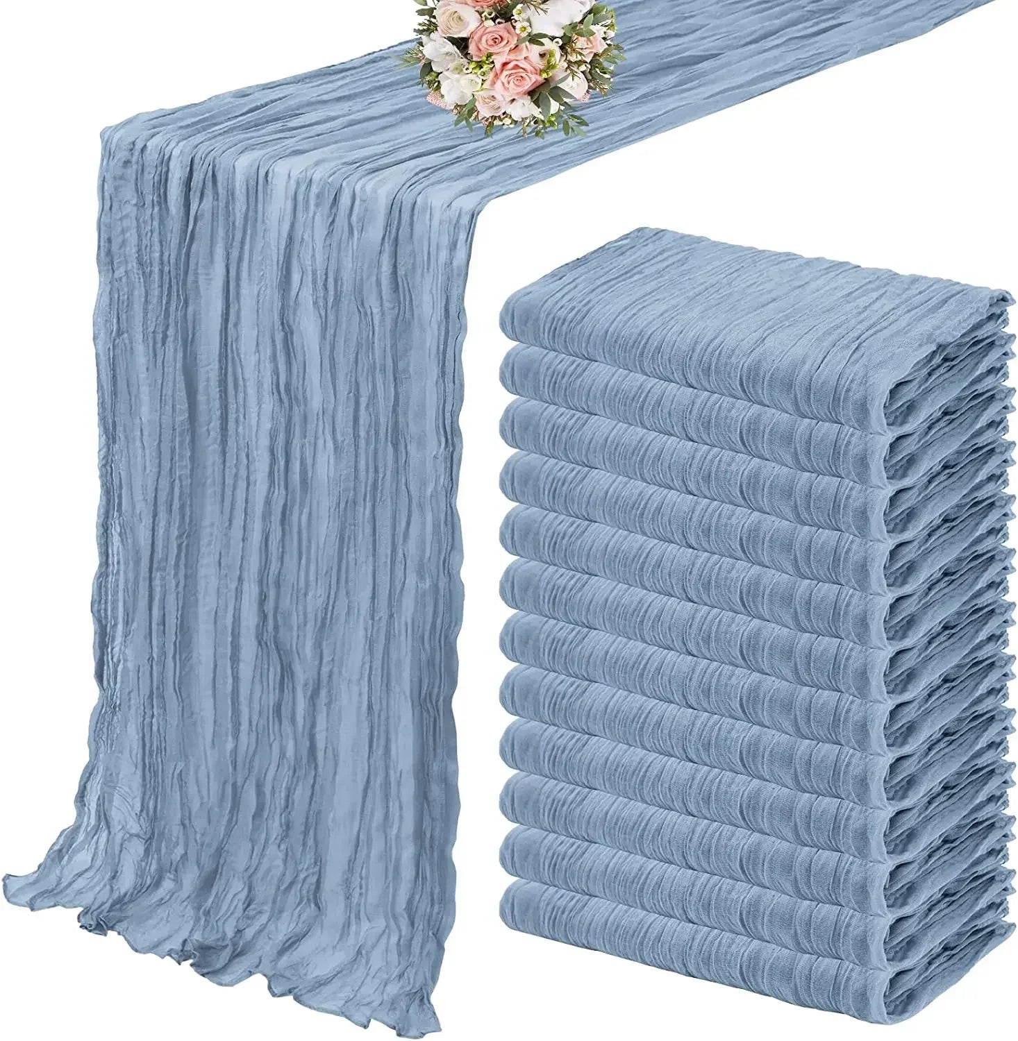 10pcs Voile Cheesecloth Table Runner Semi-Sheer Gauze Dining Table Decoration for Wedding Party ,Wedding Arch Draping Fabric
