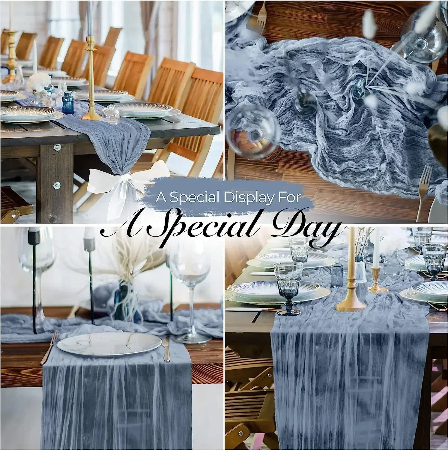 10pcs Voile Cheesecloth Table Runner Semi-Sheer Gauze Dining Table Decoration for Wedding Party ,Wedding Arch Draping Fabric