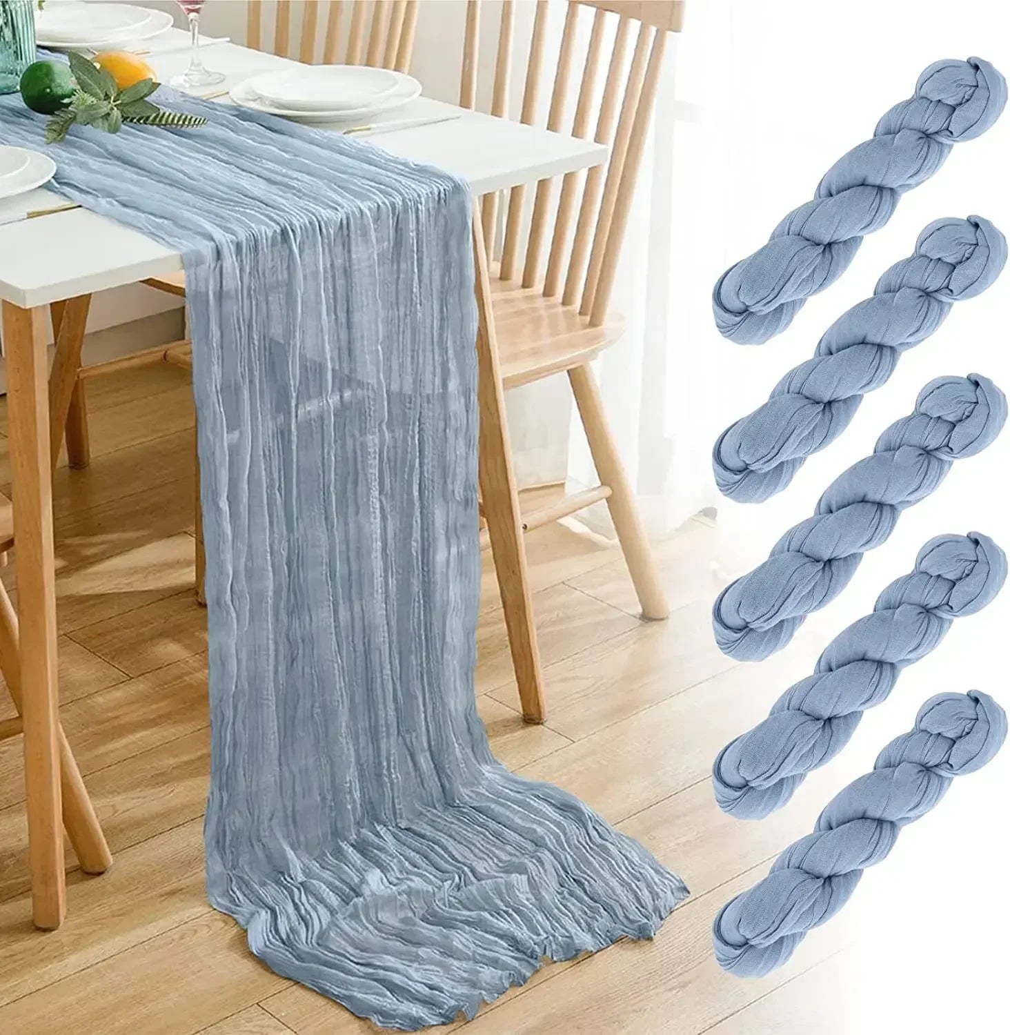 10pcs Voile Cheesecloth Table Runner Semi-Sheer Gauze Dining Table Decoration for Wedding Party ,Wedding Arch Draping Fabric