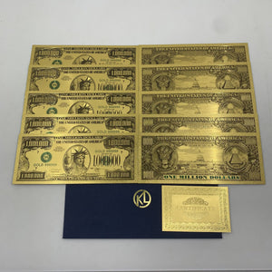 10pcs/lot USA 100 Dollar Gold Foiled Platsic Banknote Bill United States OF America with Envelope for gifts acacuss