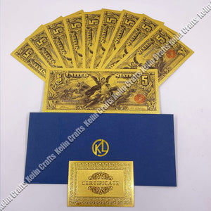 10pcs/lot USA 100 Dollar Gold Foiled Platsic Banknote Bill United States OF America with Envelope for gifts acacuss