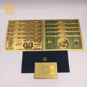 10pcs/lot USA 100 Dollar Gold Foiled Platsic Banknote Bill United States OF America with Envelope for gifts acacuss