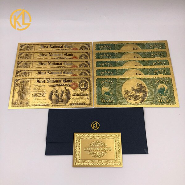 10pcs/lot USA 100 Dollar Gold Foiled Platsic Banknote Bill United States OF America with Envelope for gifts acacuss