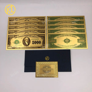 10pcs/lot USA 100 Dollar Gold Foiled Platsic Banknote Bill United States OF America with Envelope for gifts acacuss