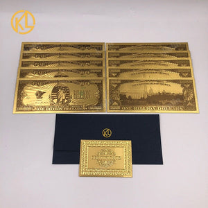 10pcs/lot USA 100 Dollar Gold Foiled Platsic Banknote Bill United States OF America with Envelope for gifts acacuss