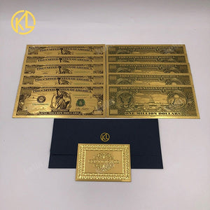 10pcs/lot USA 100 Dollar Gold Foiled Platsic Banknote Bill United States OF America with Envelope for gifts acacuss