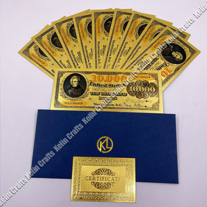 10pcs/lot USA 100 Dollar Gold Foiled Platsic Banknote Bill United States OF America with Envelope for gifts acacuss