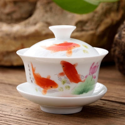 11.11  gaiwan 80cc porcelain tureen Chinese ceramic tea bowl set covered bowl with lid cup saucer China cup bowls acacuss