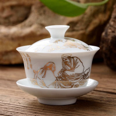 11.11  gaiwan 80cc porcelain tureen Chinese ceramic tea bowl set covered bowl with lid cup saucer China cup bowls acacuss
