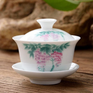 11.11  gaiwan 80cc porcelain tureen Chinese ceramic tea bowl set covered bowl with lid cup saucer China cup bowls acacuss