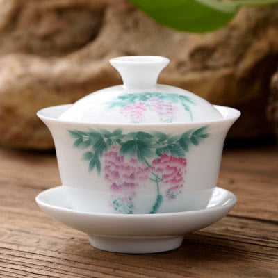 11.11  gaiwan 80cc porcelain tureen Chinese ceramic tea bowl set covered bowl with lid cup saucer China cup bowls acacuss