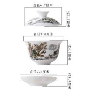 11.11  gaiwan 80cc porcelain tureen Chinese ceramic tea bowl set covered bowl with lid cup saucer China cup bowls acacuss
