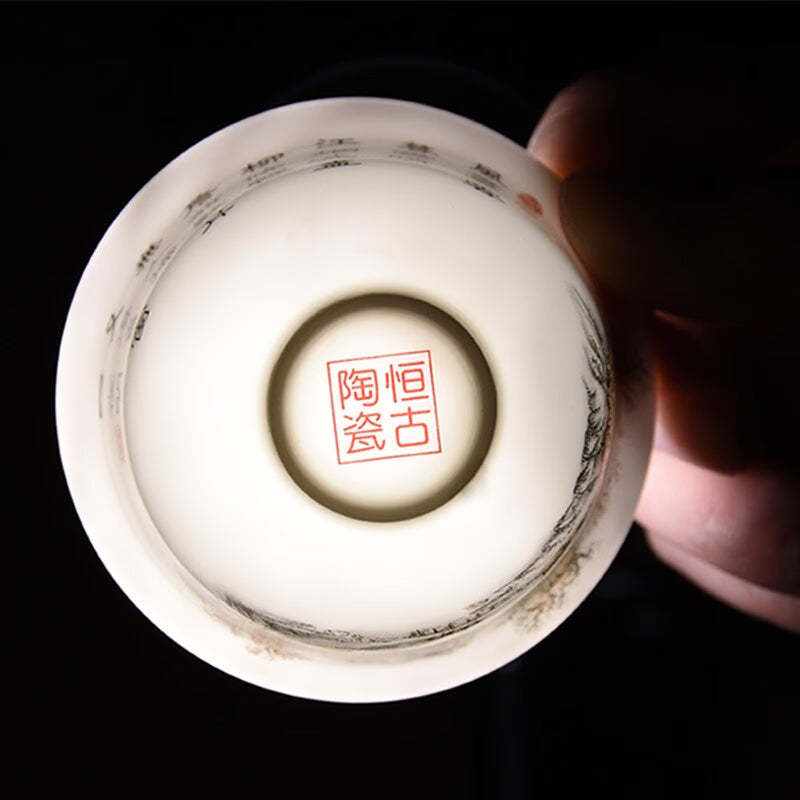 11.11  gaiwan 80cc porcelain tureen Chinese ceramic tea bowl set covered bowl with lid cup saucer China cup bowls acacuss