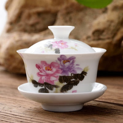 11.11  gaiwan 80cc porcelain tureen Chinese ceramic tea bowl set covered bowl with lid cup saucer China cup bowls acacuss