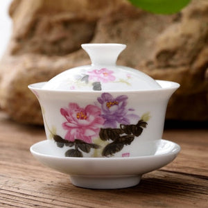 11.11  gaiwan 80cc porcelain tureen Chinese ceramic tea bowl set covered bowl with lid cup saucer China cup bowls acacuss