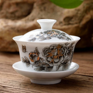 11.11  gaiwan 80cc porcelain tureen Chinese ceramic tea bowl set covered bowl with lid cup saucer China cup bowls acacuss