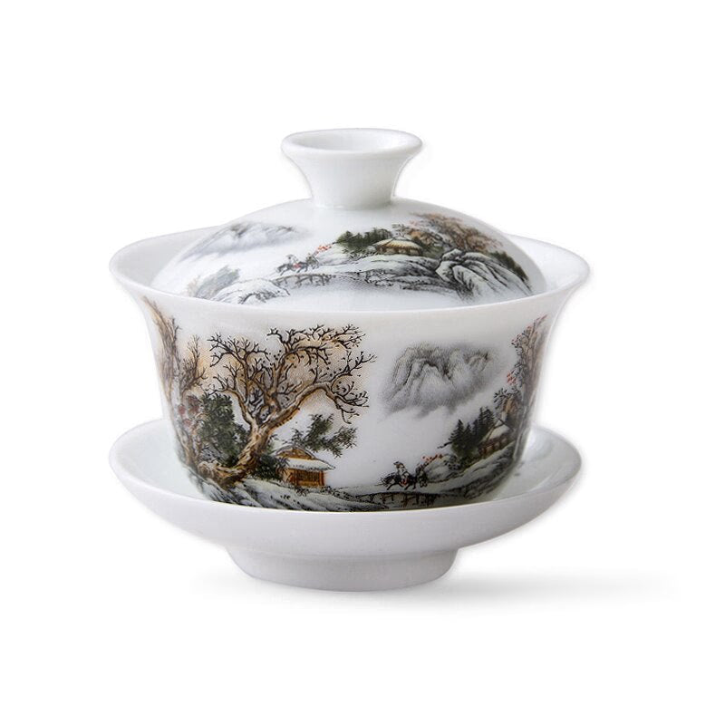 11.11  gaiwan 80cc porcelain tureen Chinese ceramic tea bowl set covered bowl with lid cup saucer China cup bowls acacuss