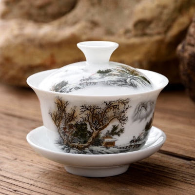 11.11  gaiwan 80cc porcelain tureen Chinese ceramic tea bowl set covered bowl with lid cup saucer China cup bowls acacuss
