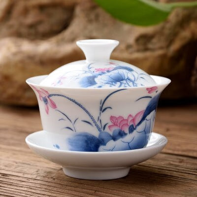 11.11  gaiwan 80cc porcelain tureen Chinese ceramic tea bowl set covered bowl with lid cup saucer China cup bowls acacuss