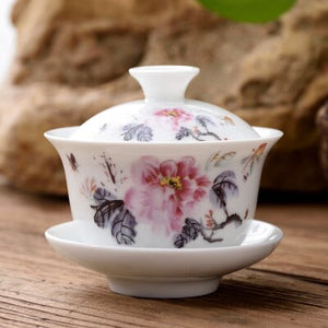 11.11  gaiwan 80cc porcelain tureen Chinese ceramic tea bowl set covered bowl with lid cup saucer China cup bowls acacuss