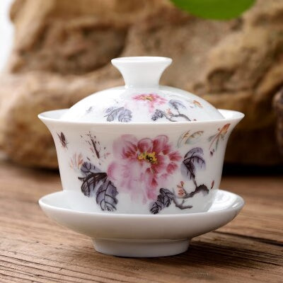 11.11  gaiwan 80cc porcelain tureen Chinese ceramic tea bowl set covered bowl with lid cup saucer China cup bowls acacuss
