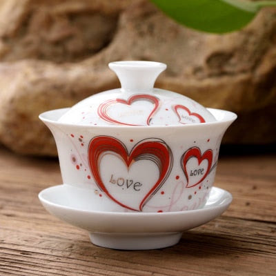 11.11  gaiwan 80cc porcelain tureen Chinese ceramic tea bowl set covered bowl with lid cup saucer China cup bowls acacuss