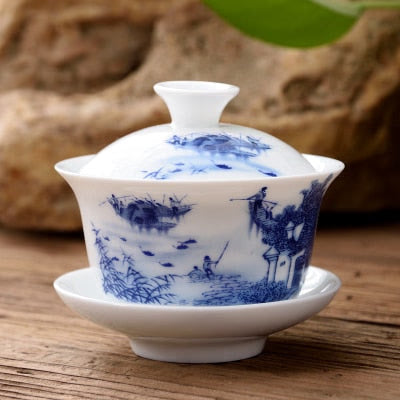 11.11  gaiwan 80cc porcelain tureen Chinese ceramic tea bowl set covered bowl with lid cup saucer China cup bowls acacuss